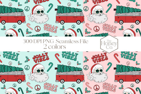 Groovy Santa Seamless Pattern| Christmas Sublimation PNG Digital Pattern The Honey Company 