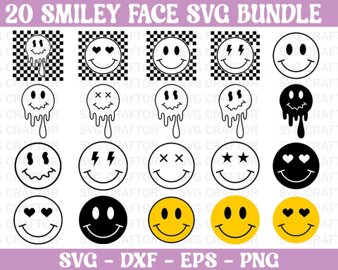 happy face smiley face digital download png svg cut file cricut cameo  silhouette