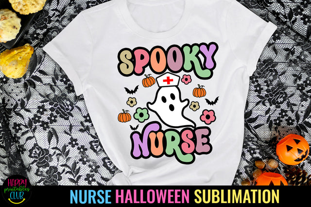 Groovy Spooky Halloween Nurse I Nurse Halloween Sublimation Sublimation Happy Printables Club 