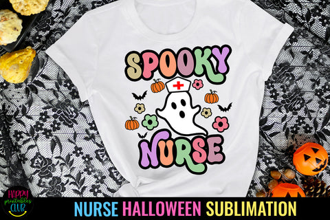 Groovy Spooky Halloween Nurse I Nurse Halloween Sublimation Sublimation Happy Printables Club 