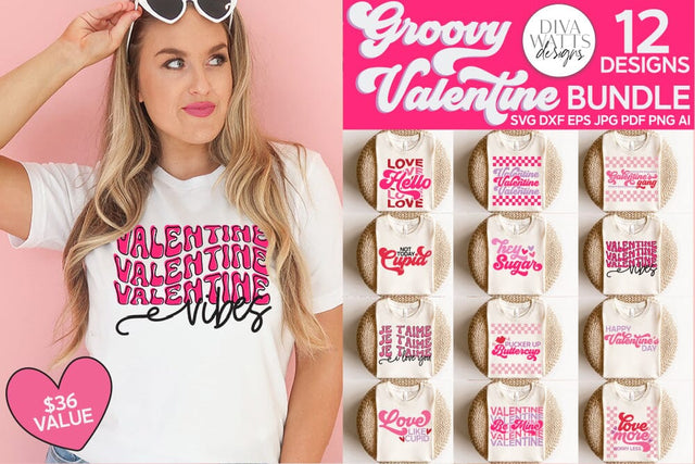 Groovy Valentine SVG Bundle | 12 Designs SVG Diva Watts Designs 