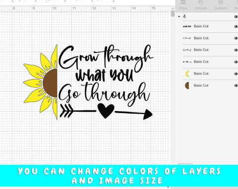 Grow Through What You Go Through SVG Bundle, 4 Designs, Butterfly SVG, Sunflower SVG, Motivational SVG Cut Files For Cricut, Silhouette SVG HappyDesignStudio 
