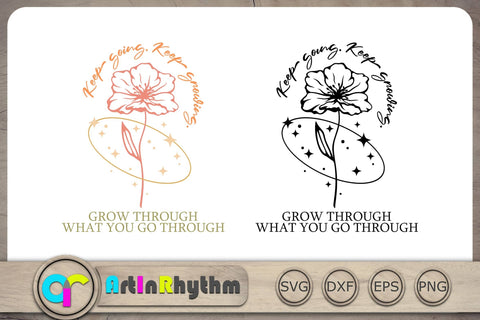Grow through what you go through Svg, Positive Quote Svg, Inspirational Svg, Retro Svg SVG Artinrhythm shop 