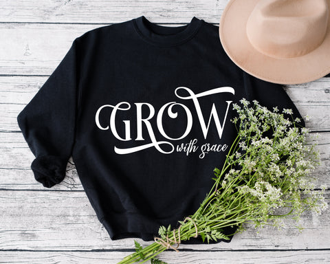 Grow with grace svg, inspirational svg, faith svg, motivational svg, Grow in grace svg, religious svg, svg for shirt, svg cut files, png SVG Fauz 