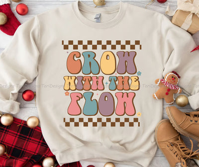 Grow With The Flow PNG, Mental Health png, Self Love png, Boho Png Designs, Positive png, Retro png, Sublimation Design, Digital Design Sublimation ToriDesigns 