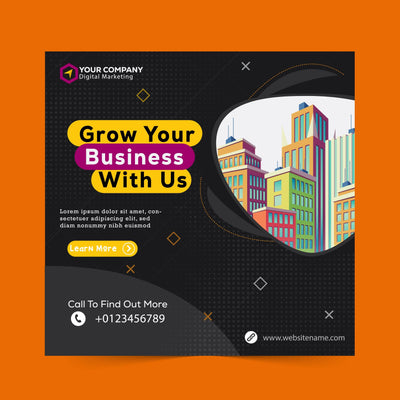Grow your business social media post template SVG naemmiah021 
