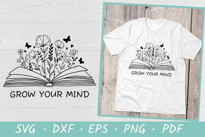 Grow Your Mind SVG Design | Floral Book SVG | Butterfly SVG SVG Irina Ostapenko 