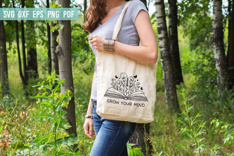 Grow Your Mind SVG Design | Floral Book SVG | Butterfly SVG SVG Irina Ostapenko 