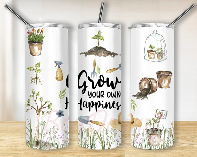 Grow Your Own Happiness Tumbler Png, Gardening 20oz Skinny Tumbler, Love Garden Tumbler Design, Gardener Gift, Digital Download Sublimation BouDesign 