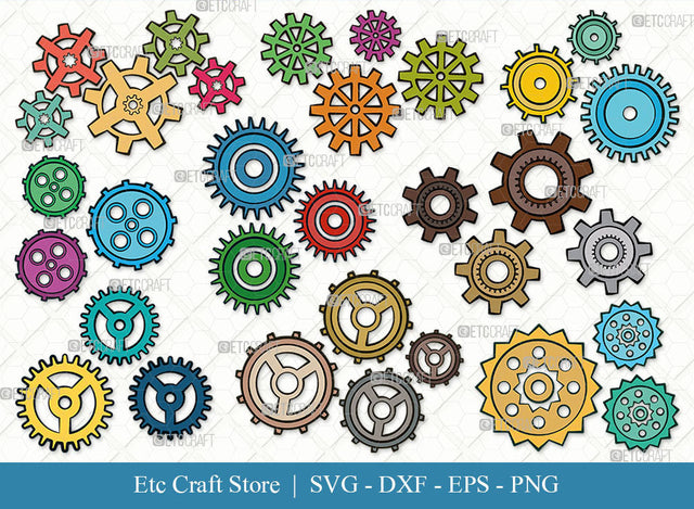 Growing Gears SVG, Gears Clipart, Metal Gears Svg, Machine Gear Svg, Cogs and Gears Svg, Cog Wheels Svg, Steampunk Cog Gear Svg, Gears Bundle SVG ETC Craft 