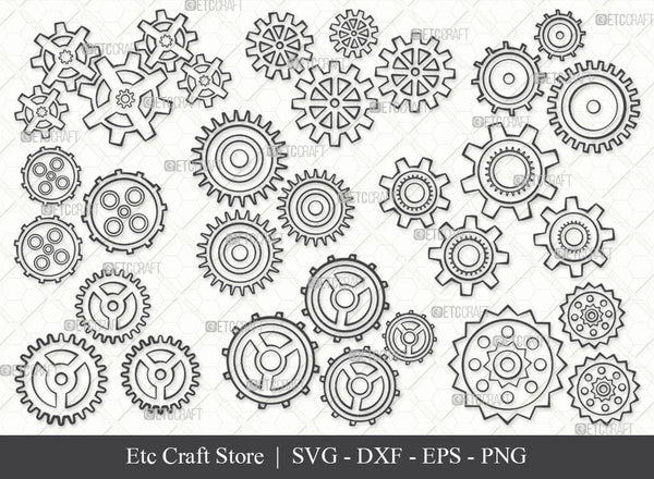 12 Gears, Steampunk, Gears Bundle Graphic by RedCreations