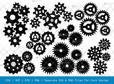 Growing Gears SVG, Gears Silhouette, Metal Gears Svg, Machine Gear Svg, Cogs and Gears Svg, Cog Wheels Svg, Steampunk Cog Gear Svg, Gears Bundle SVG ETC Craft 