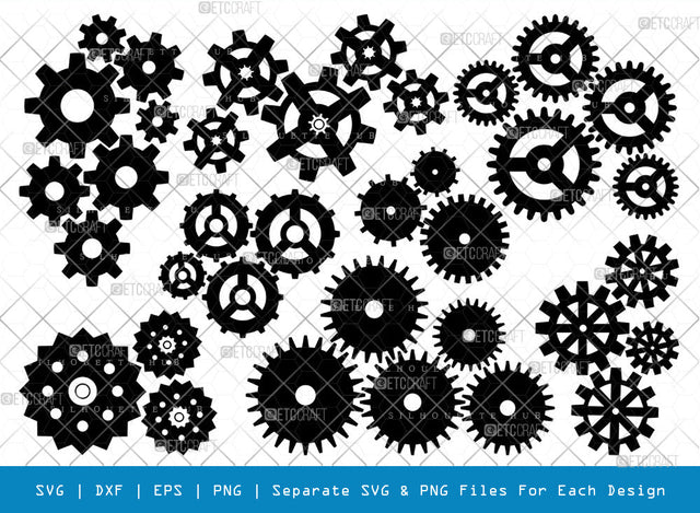 Growing Gears SVG, Gears Silhouette, Metal Gears Svg, Machine Gear Svg, Cogs and Gears Svg, Cog Wheels Svg, Steampunk Cog Gear Svg, Gears Bundle SVG ETC Craft 