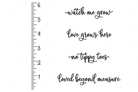 Growth Chart Ruler Cutting File | Watch Me Grow | Loved Beyond Measure | Love Grows Here | SVG DXF EPS | Cricut & Silhouette Design SVG Diva Watts Designs 