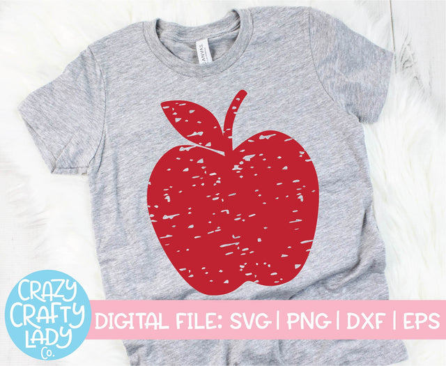 Grunge Apple | Back to School SVG Cut File SVG Crazy Crafty Lady Co. 