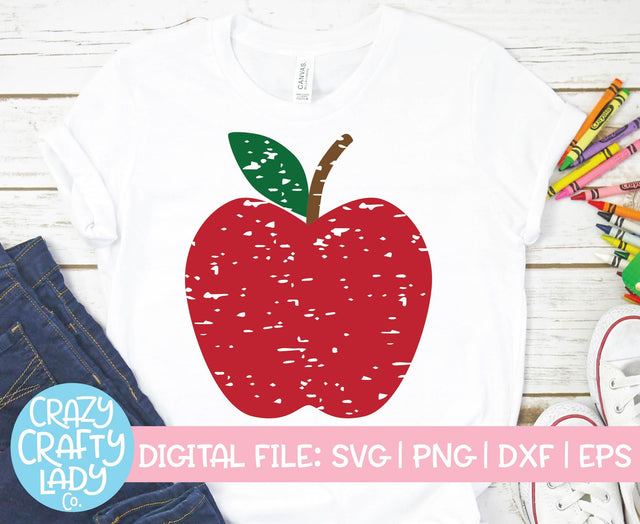 Grunge Apple | Back to School SVG Cut File SVG Crazy Crafty Lady Co. 