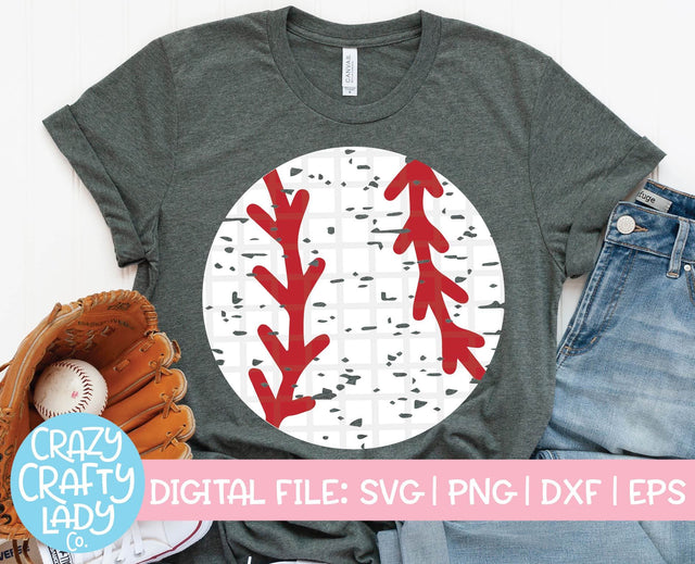 Grunge Baseball | Distressed SVG Cut File SVG Crazy Crafty Lady Co. 