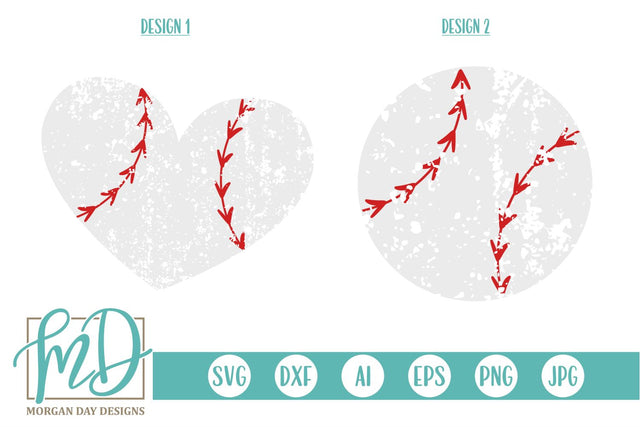 Grunge Baseball & Heart Set SVG Morgan Day Designs 