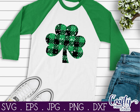 Grunge - Buffalo Plaid Shamrock Svg SVG Crafty Mama Studios 