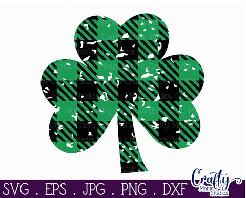 Grunge - Buffalo Plaid Shamrock Svg SVG Crafty Mama Studios 