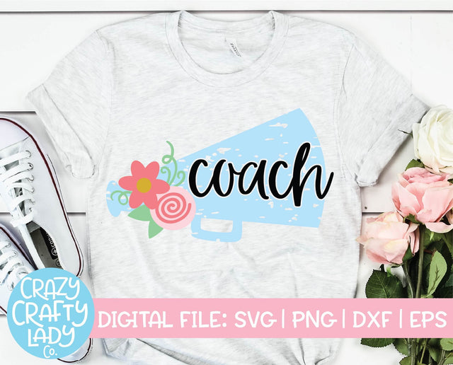 Grunge Cheer Coach | Distressed Cheerleader SVG Cut File SVG Crazy Crafty Lady Co. 