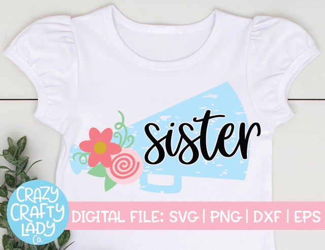 Grunge Cheer Sister | Distressed Cheerleader SVG Cut File SVG Crazy Crafty Lady Co. 