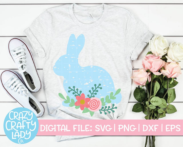 Grunge Floral Bunny | Easter SVG Cut File SVG Crazy Crafty Lady Co. 