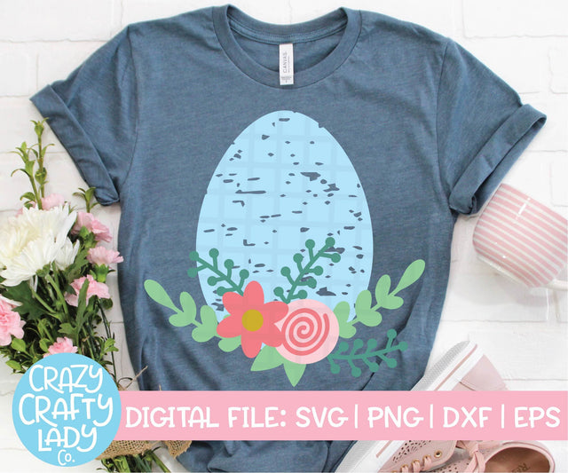 Grunge Floral Easter Egg | Easter SVG Cut File SVG Crazy Crafty Lady Co. 