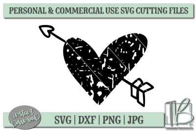 Grunge Heart With Arrow SVG File, Valentine's SVG File SVG TB Designs 