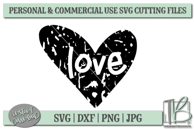 Grunge Heart With Love SVG File, Valentine's SVG File SVG TB Designs 