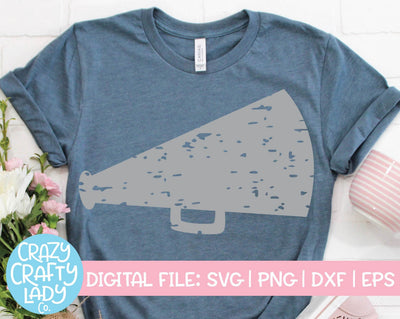 Grunge Megaphone | Distressed Cheerleader SVG Cut File SVG Crazy Crafty Lady Co. 