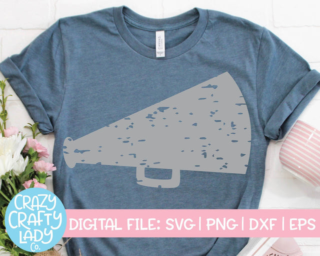 Grunge Megaphone | Distressed Cheerleader SVG Cut File SVG Crazy Crafty Lady Co. 