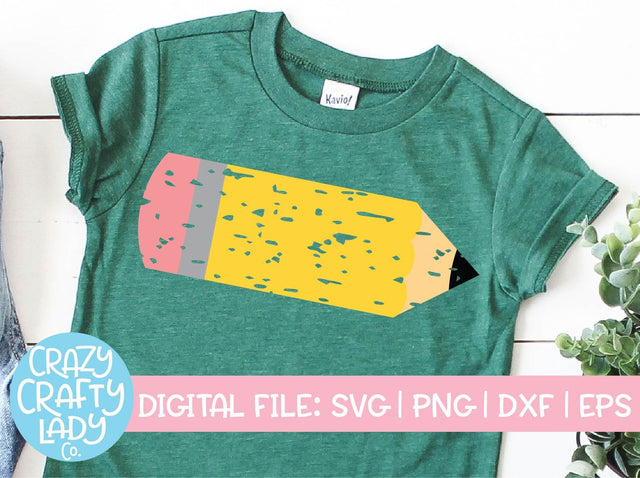 Grunge Pencil | Back to School SVG Cut File SVG Crazy Crafty Lady Co. 