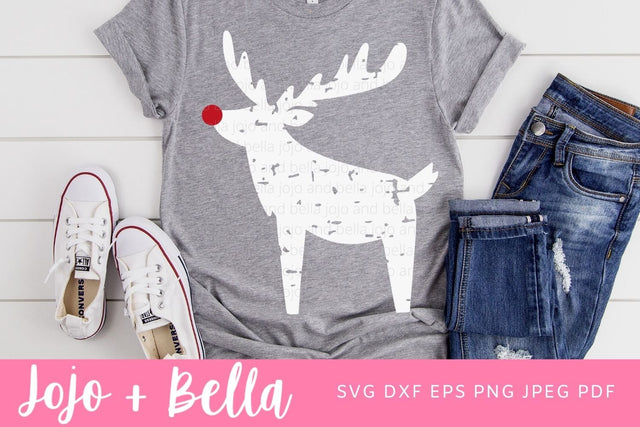 Grunge Reindeer SVG, Christmas SVG, Rudolph SVG, Christmas Gift png, Christmas Sign DXF, Christmas Svgs, Christmas Ornament svg, Christmas Shirt Svg SVG Jojo&Bella 