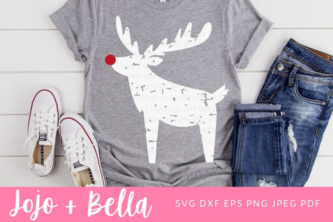 Grunge Reindeer SVG, Christmas SVG, Rudolph SVG, Christmas Gift png, Christmas Sign DXF, Christmas Svgs, Christmas Ornament svg, Christmas Shirt Svg SVG Jojo&Bella 