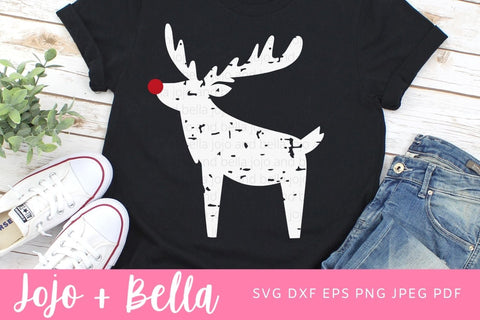 Grunge Reindeer SVG, Christmas SVG, Rudolph SVG, Christmas Gift png, Christmas Sign DXF, Christmas Svgs, Christmas Ornament svg, Christmas Shirt Svg SVG Jojo&Bella 