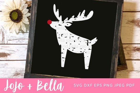 Grunge Reindeer SVG, Christmas SVG, Rudolph SVG, Christmas Gift png, Christmas Sign DXF, Christmas Svgs, Christmas Ornament svg, Christmas Shirt Svg SVG Jojo&Bella 