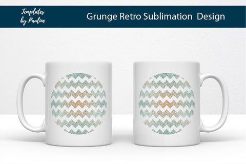 Grunge Retro Coffee Mug Sublimation PNG, Glitter Zig-Zag Sublimation Templates by Pauline 