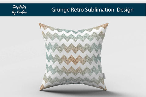 Grunge Retro Pillowcase Sublimation Design PNG, Glitter Zig-Zag Sublimation Templates by Pauline 