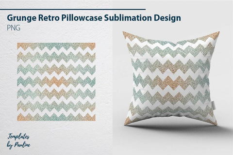 Grunge Retro Pillowcase Sublimation Design PNG, Glitter Zig-Zag Sublimation Templates by Pauline 