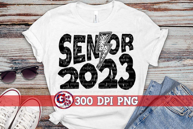 Grunge Senior 2023 Lightning Bolt PNG for Sublimation Sublimation Greedy Stitches 