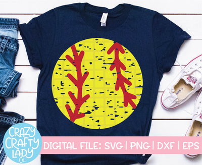 Grunge Softball | Distressed SVG Cut File SVG Crazy Crafty Lady Co. 