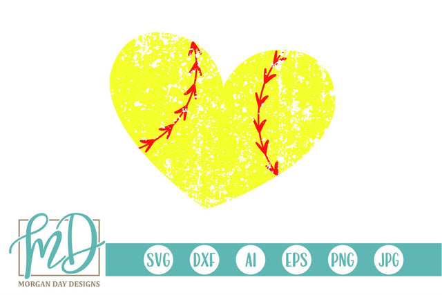 Grunge Softball Heart SVG Morgan Day Designs 