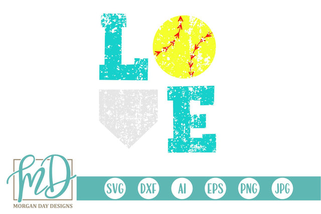 Grunge Softball Love SVG Morgan Day Designs 