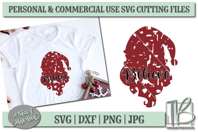 Grunge SVG, Santa SVG File, Believe, Christmas Cut file SVG TB Designs 