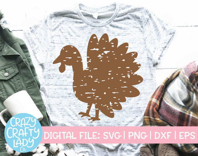 Grunge Turkey | Thanksgiving SVG Cut File SVG Crazy Crafty Lady Co. 