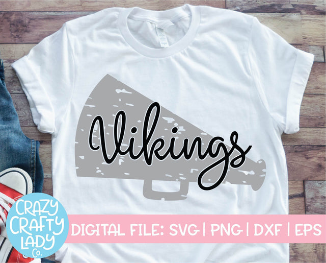 Grunge Vikings Megaphone | Distressed Mascot SVG Cut File SVG Crazy Crafty Lady Co. 