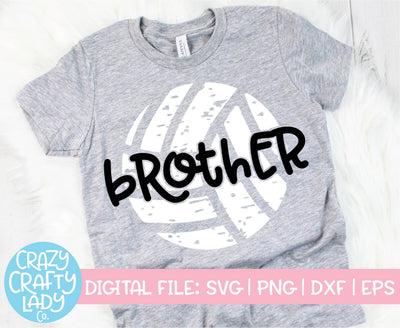 Grunge Volleyball Brother | Distressed Sports SVG Cut File SVG Crazy Crafty Lady Co. 