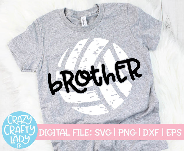 Grunge Volleyball Brother | Distressed Sports SVG Cut File SVG Crazy Crafty Lady Co. 