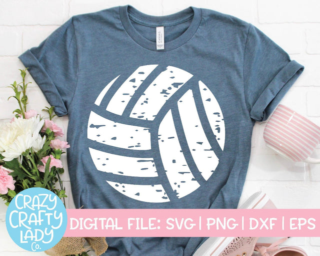 Grunge Volleyball | Distressed Sports SVG Cut File SVG Crazy Crafty Lady Co. 